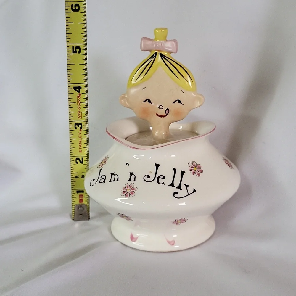 Vintage Kitsch Jam n Jelly Jar 1950s 1960s Jolly Jar Made In Japan Crazing